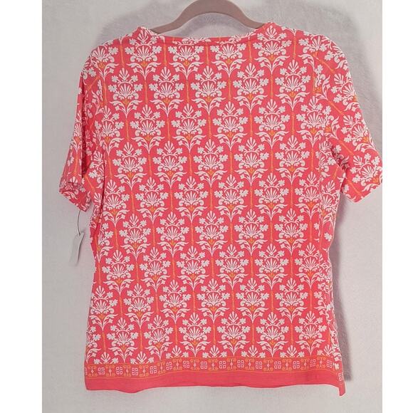 Talbots The Talbots Tee Women's Sz XP Orange White V Neck Short Sleeve Soft Knit - Picture 7 of 11